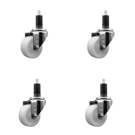 Service Caster 3'' Nylon Wheel Swivel 1-1/4'' Expanding Stem Caster Set, 4PK SCC-EX20S314-NYS-114-4